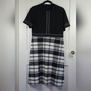 Homeyee Black Plaid Knit Dress 12